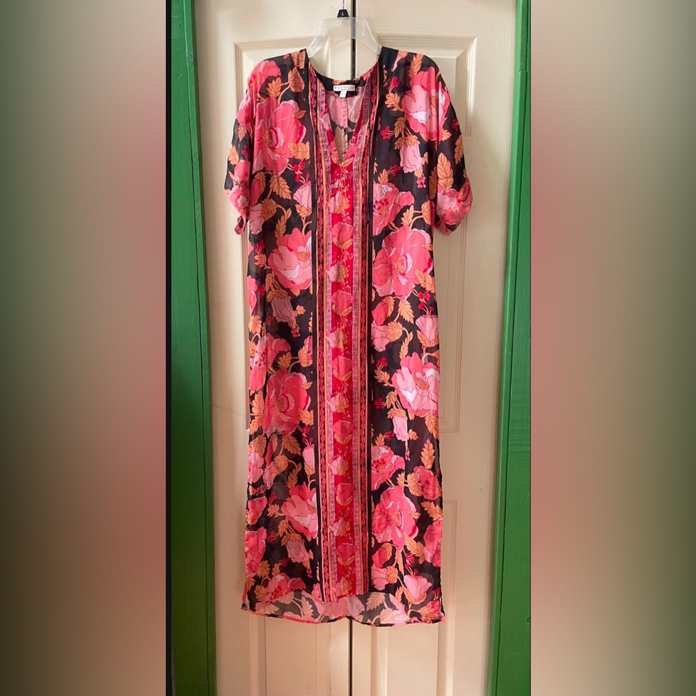 Eva Mendes for New York & Company Black and Pink Floral Maxi Dress